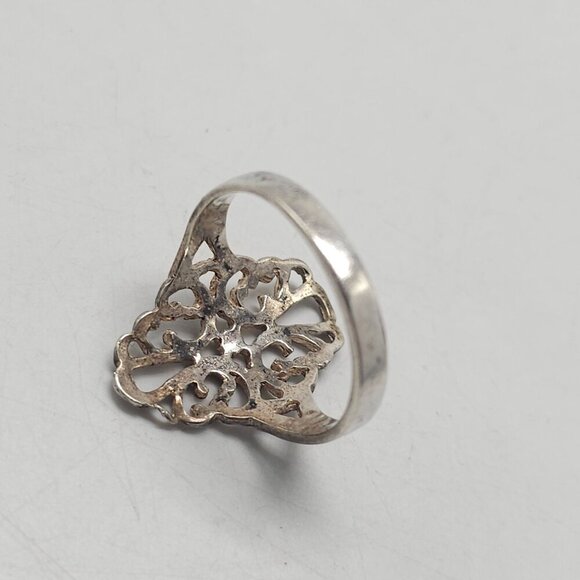 Vintage Sterling Silver Floral Filigree Ring Size 9 Total Weight 2.81 grams - Picture 4 of 8